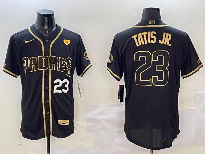 Men San Diego Padres #23 Tatis jr Black Gold Elite 2025 Nike MLB Jersey style 8